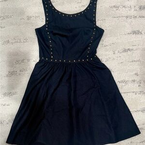 Betsey Johnson Dark Blue Mini Dress with Gold Studs and pockets